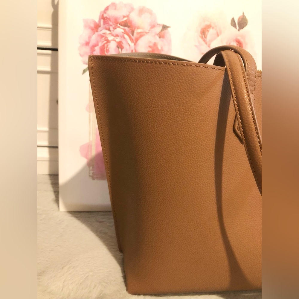 Quince Italian Leather Triple Compartment Tote Cognac Like New Fits 13” Laptop - Picture 2 of 15